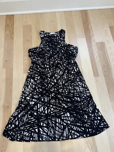 Calvin Klein Dress Size 12 Black White Baby Doll Sleeveless Ruched - Picture 1 of 6