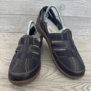 Scarpa piatta Clarks Cloudsteppers donna 10M tessuto scamosciato navy ammortizzata antiscivolo - Foto 1 di 9