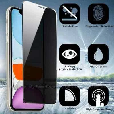 Privacy Glass Screen Protector For iPhone SE X XR 11 13 14 15 Pro 16E Plus Max - Image 1 of 4