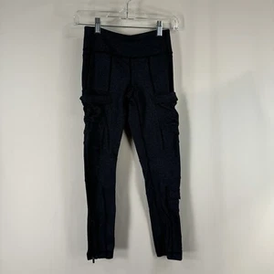 Lululemon Scenic Route Cargo Leggings Black Gray Size 4 - Picture 1 of 13