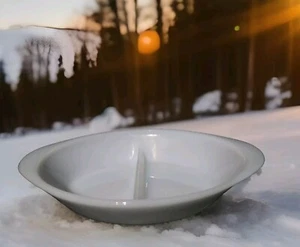 Glasbake J-2352 piatto da portata ovale diviso bianco vetro latte metà secolo bicchieri - Foto 1 di 5