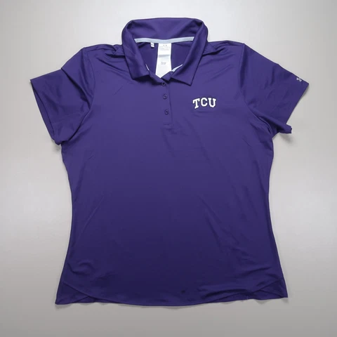 TCU Shirt Womens XXL Purple Under Armour Polo Short Sleeve Horned Frogs Cover
