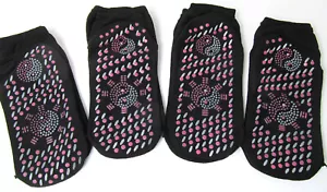 4 Pair Socks Anti Slip Non Skid Yoga Pilates Hospital Grips Adults Black O - Picture 1 of 6
