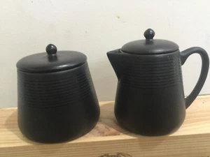 Colin Cowie JC Penny Home Collection Noir Stoneware  CREAMER  SUGAR BLACK W LIDS - Picture 1 of 7