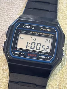 Casio Digital Alarm Chronograph F-91W Men’s Watch - Picture 1 of 9
