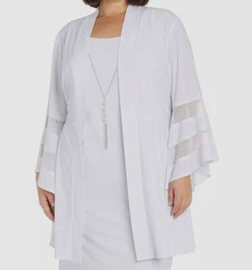 R & M Richards Women's White Bell-Sleeve Jacket Plus Size 20W - Picture 1 of 3
