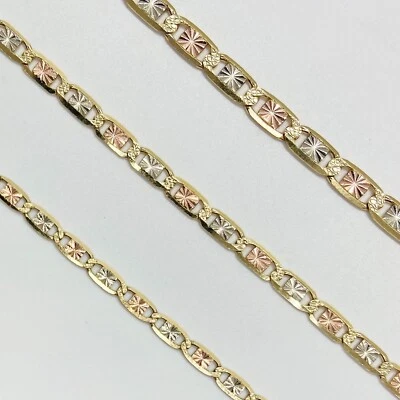 14k/10k Solid Real Gold Valentino Tricolor Necklace Chain - Image 1 of 3
