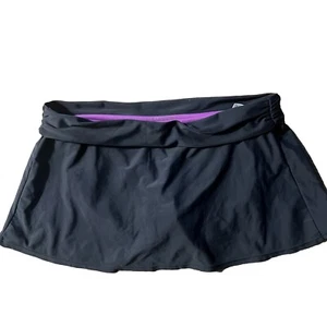 Athleta Swim Skirt Womens Medium Black Purple Bikini Skirted Swim Mini Skirt - Picture 1 of 5