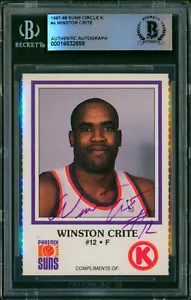 1987-88 Circle K Phoenix Suns Carta firmata WINSTON CRITE #4 RC lastrata auto BAS - Foto 1 di 2