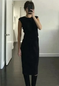 Alexander Wang Chic Black Sleeveless Ruched Wool Blend Sheath Dress 4 - Picture 1 of 13
