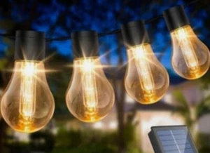 Luces solares exteriores, cadena de luces de 9 m/30 pies con 20 LED irrompibles y control remoto - Imagen 1 de 5
