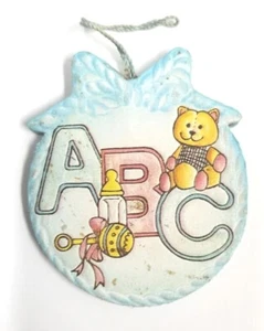 Vintage Baby’s 1st Christmas Expectant Parent Ornament ABC Rattle Bottle  - Picture 1 of 2