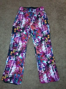 Girls 8 Karbon Pink Geometric Print Ski Snow Snowboard Pants Perfect Worn X 1 - Picture 1 of 6