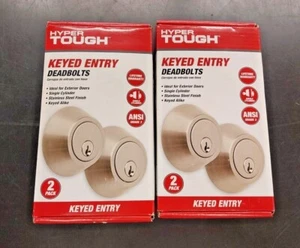 Hyper Tough Keyed Entry Deadbolts 2 Pk Single Cylinder Stainless Steel ~Lot of 2 - Picture 1 of 2