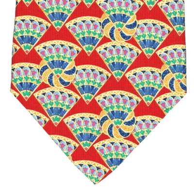 Museo Metropolitano TIE Rojo Diseño Geométrico 60 x 4" 100% Seda Hecho en Canadá Foto 1 de 4
