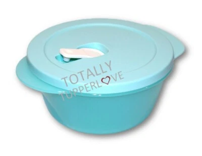Tupperware Crystalwave redondo 3,5 tazas con ventilación azul claro y blanco Foto 1 de 2