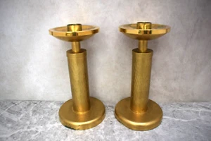 Pair of Older Brass Candlesticks, Used, Some Dents on Base (CU550) chalice co - Picture 1 of 6