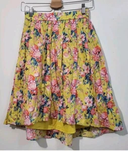 J Crew Women's High Low Cotton Pleat-Front Skirt in Floral Print Size 0 - Picture 1 of 3