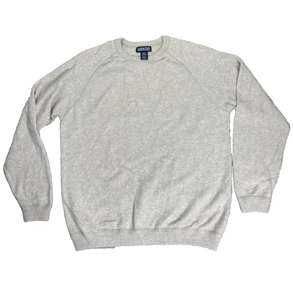 Vtg Lands' End Cashmere Sweater Mens L Oatmeal  Soft Ribbed Cuff Hem - Image 1 of 4