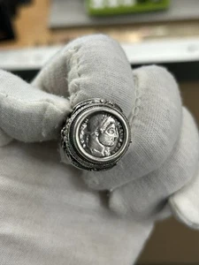 ANCIENT ROMAN COIN REVIVAL STERLING SILVER ALEXANDER THE GREAT RING Size 9 - Picture 1 of 5