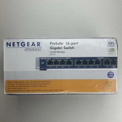 NETGEAR ProSafe Business (GS116) 16-Port Gigabit Ethernet Switch Unmanaged NIB - Image 1 of 4