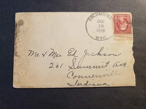 COLUMBINE, WYOMING 1928 DPO Postal History Cover WY w/ CHRISTMAS CARD - Picture 1 of 3