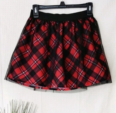Disney Minnie Mouse Black and Red Plaid Tuelle Child Skorts size XL(14/16) - Image 1 of 4