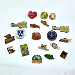 Lot of 19 Tennessee Lapel Pins Country Music Dollywood Nashville Gold Silver - Picture 1 of 11