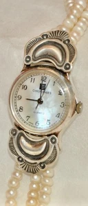 Vintage Surrisi Sterling Silver Seed Pearl Bracelet Watch Hallmark Sterling Ends - Picture 1 of 9