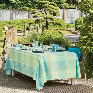 Garnier-Thiebaut Mille Venusta Aqua Tischdecke Jacquard Baumwolle (71"X118") - Bild 1 von 8