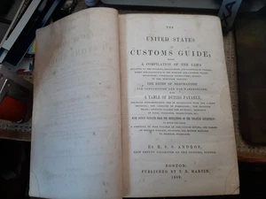 United States Customs Guide R.S.S Andros Published 1859 T R Marvin Boston - Bild 1 von 13