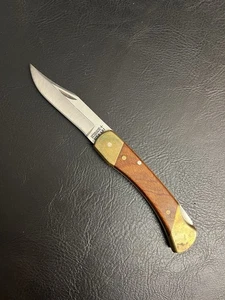 Vintage Schrade + LB7 USA Folding Lockback Knife Brass Wood - Picture 1 of 10