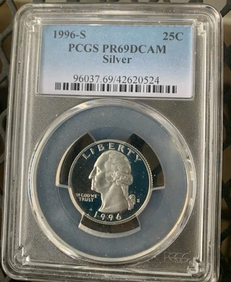 1996 S 25C Silver Washington Quarter Proof PCGS PR69DCAM Coin - Image 1 of 4