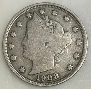 1908 Liberty Head V Nickel Coin #D816 🔥SHIPS SAME OR NEXT BUSINESS DAY🔥 - Picture 1 of 2