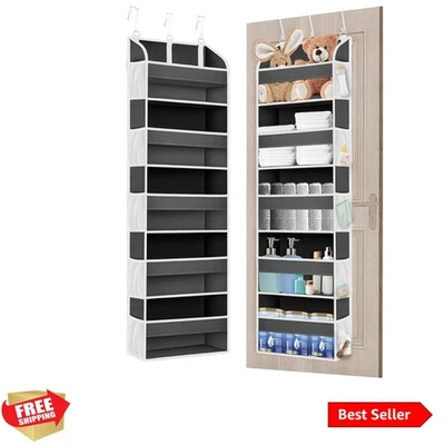 Versatile Over Door Storage with 10 Mesh Pockets and 44 lbs Capacity - Dark Grey - Image 1 of 4