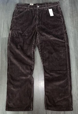Levi's NUEVO Hombres 38x34 568 Suelto Recto Carpintero Ropa de Trabajo Pantalones Pana Marrón Foto 1 de 4