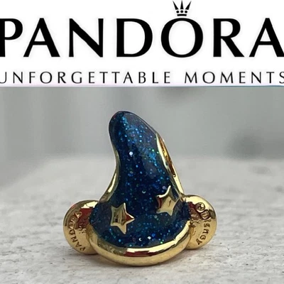 Pandora Parques Disney Mickey Fantasía Azul Hechiceros Sombrero Color Dorado Dije Foto 1 de 4