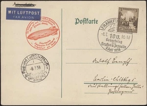 GERMANY, 1938. Special Post Card 100th Birthday, Ferdinand Zeppelin - Afbeelding 1 van 1
