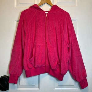 Offline by Aerie Terry Full Zip Hoodie Women's XS Pink Fleece Gorpcore Beach - Picture 1 of 13