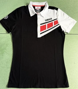*NEW* Ladies Yamaha Classic Line Fitted Polo Shirt / Top Black/White Large - Picture 1 of 3