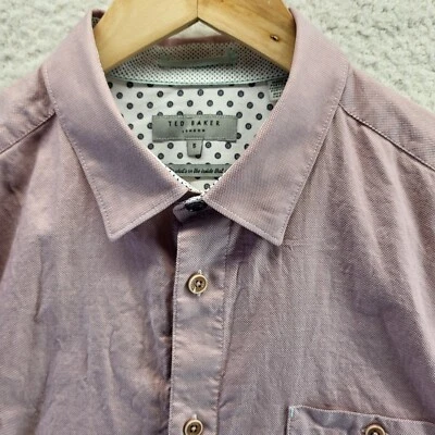 Ted Baker London Button Shirt Mens 5 Large Red Flip Cuff Long Sleeve Collar - Image 1 of 4