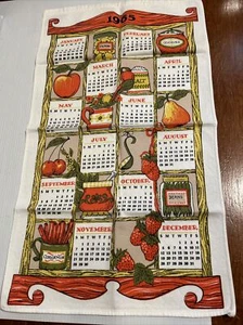 VTG Tea Towel MCM Mid Century 1965 SPICES FRUIT BEANS 26X 15.25" MINT CONDITION - Picture 1 of 3
