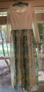 Vintage Miss Elliette Dress Chiffon Long Flowy 60s 70s Size 12 - Picture 1 of 8