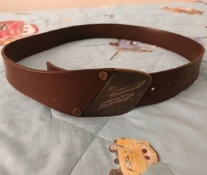Mens Real Leather Belt With Buckle AJ in the Form Cobra Head, with Embroider AJ - Picture 1 of 16