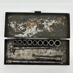 Vintage Craftsman 12 Piece BE 1/4" Socket Set With Metal Case - Picture 1 of 24