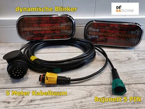 LED Rückleuchten Anhänger Laufblinker Heckleuchten 12/24V + 5M Kabelbaum 13 pol - Zdjęcie 1 z 15