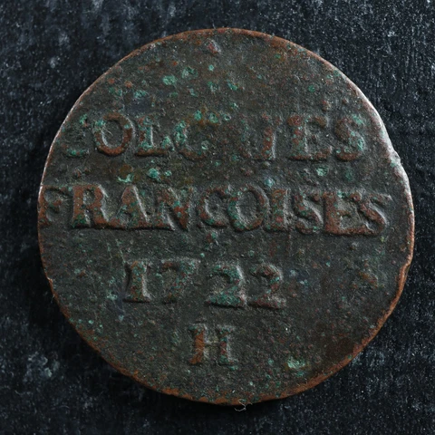 9 deniers 1722H French Colonies Colonial USA US Canada New France Breton 506 Cover