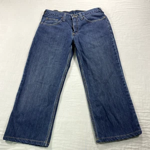 Carhartt Jeans Mens 32x24 Blue Denim Relaxed Fit Straight Leg Work Teen Boys ^ - Picture 1 of 12