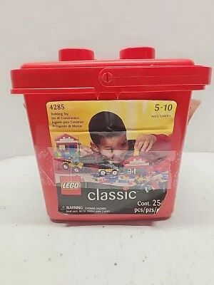 VTG Lego Classic Red Plastic Bucket #4285 Ages 5-10 With Extra Legos!  - Image 1 of 4