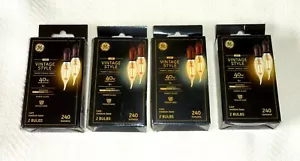 GE LED Vintage Style Amber Glass 40w Warm Candle Light 240 lumes-8 Bulbs-4 Boxes - Picture 1 of 6